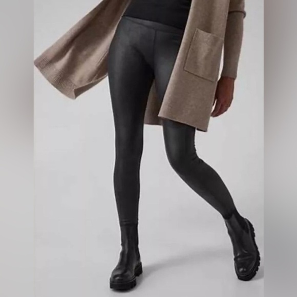 Athleta Delancey Gleam Tight Leggings Black Lustre Size Small Midrise Pockets - Picture 1 of 12
